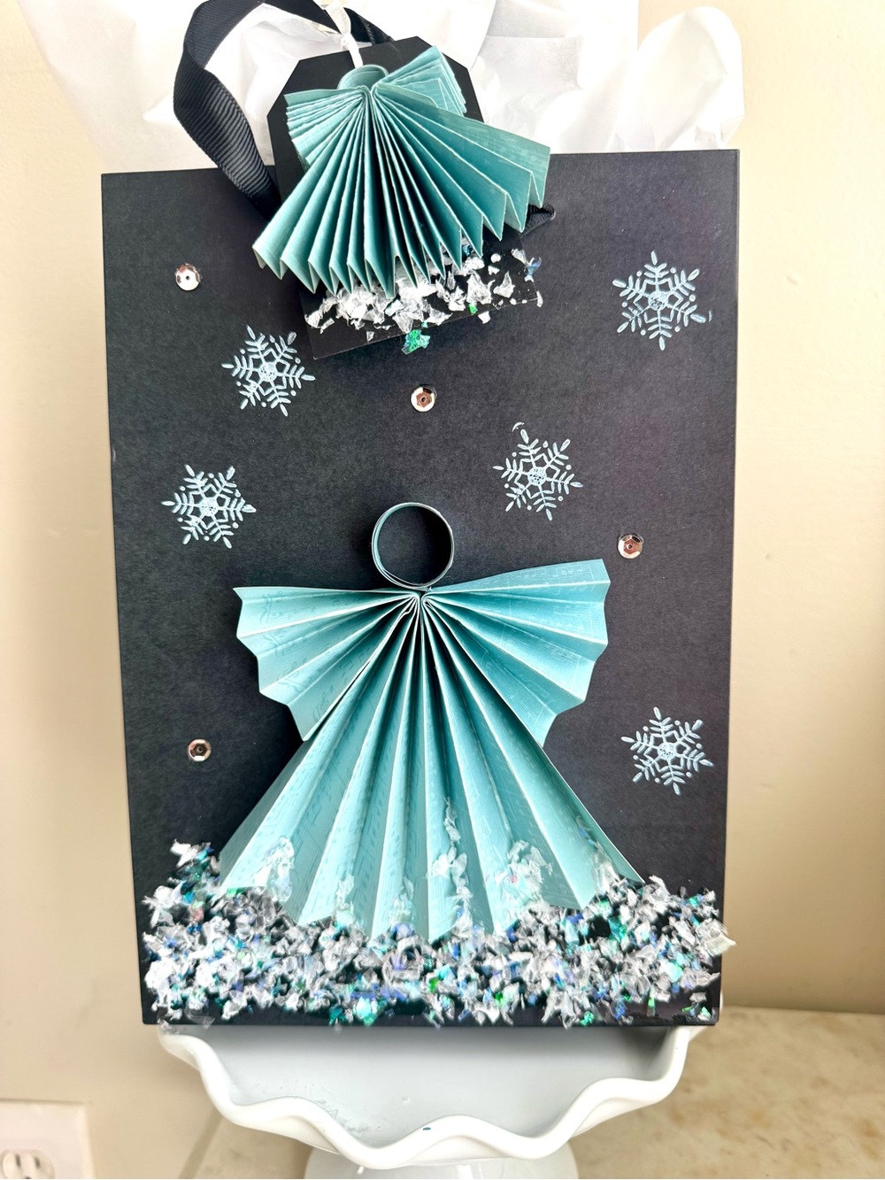 Deluxe snow Angel gift bag and tag